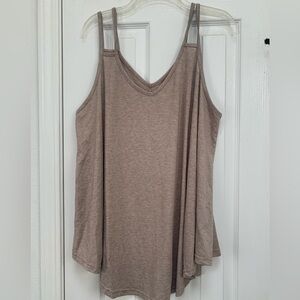 Women's Tan Sleeveless Workout Shirt 1X